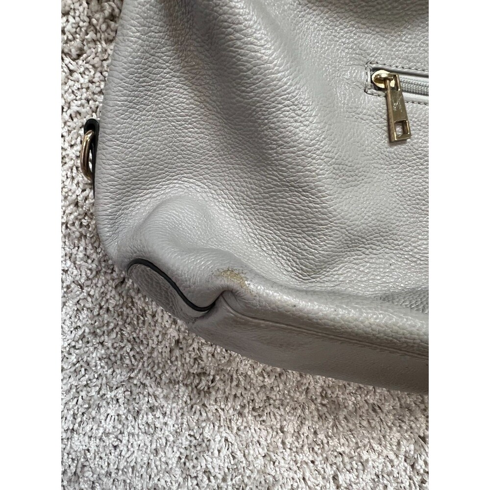 ORA DELPHNE leather Satchel light Gray LG Top Handles/Shoulder Strap - Picture 7 of 14
